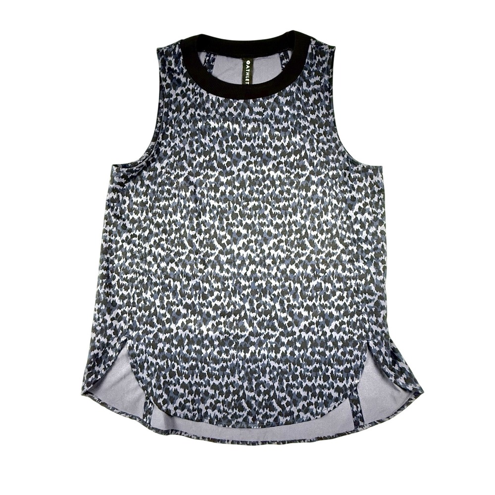 Athleta Zephyr Tank Shirt Women XS Blue Animal Print Sleeveless Active Gym Yoga